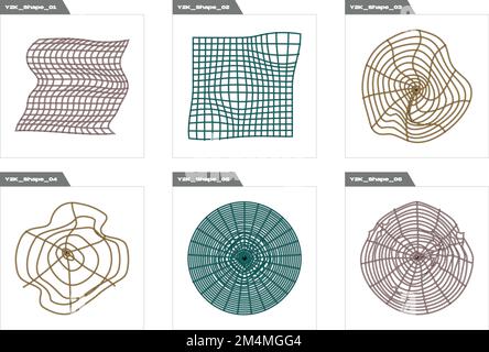 Éléments futuristes rétro pour le design. Grande collection de symboles géométriques graphiques abstraits. Formes abstraites modernes. Illustration de Vecteur