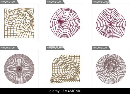 Formes de Brutalisme. Ensemble psychédélique rétro et futuriste rave. Icônes minimalistes plates. Illustration de Vecteur