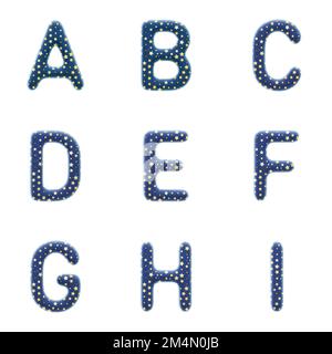 3D jeu de rendu de la police Wizard Cloth, y compris les lettres, les chiffres et les signes de ponctuation isolés sur fond blanc, y compris le fichier de chemin intégré pour ea Banque D'Images