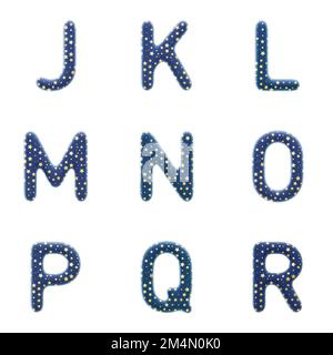 3D jeu de rendu de la police Wizard Cloth, y compris les lettres, les chiffres et les signes de ponctuation isolés sur fond blanc, y compris le fichier de chemin intégré pour ea Banque D'Images