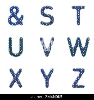 3D jeu de rendu de la police Wizard Cloth, y compris les lettres, les chiffres et les signes de ponctuation isolés sur fond blanc, y compris le fichier de chemin intégré pour ea Banque D'Images