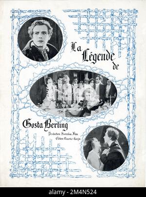 Publicité commerciale française pour LARS HANSON et GRETA GARBO dans GOSTA BERLINGS SAGA / LA LEGENDE GOSTA BERLING / LA SAGA DE GOSTA BERLING 1924 réalisateur MAURITZ STILLER roman Selma Lagerlof Svensk Filmindustri (SF) Banque D'Images