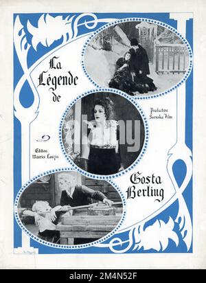 Publicité commerciale française pour LARS HANSON et GRETA GARBO dans GOSTA BERLINGS SAGA / LA LEGENDE GOSTA BERLING / LA SAGA DE GOSTA BERLING 1924 réalisateur MAURITZ STILLER roman Selma Lagerlof Svensk Filmindustri (SF) Banque D'Images