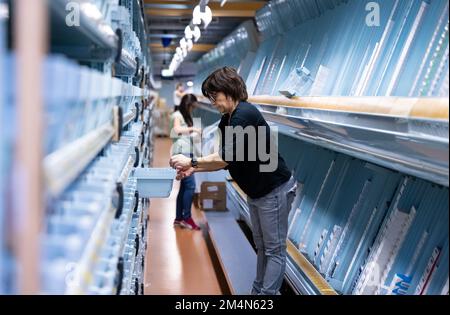 Planegg, Allemagne. 22nd décembre 2022. Un employé remplit un système avec des médicaments au grossiste pharmaceutique Sanacorp. Sanacorp Pharmahandel GmbH est l'un des plus grands grossistes pharmaceutiques allemands. Ses activités commerciales se concentrent sur la fourniture de produits pharmaceutiques et de soins de santé aux pharmacies. Credit: Sven Hoppe/dpa/Alay Live News Banque D'Images