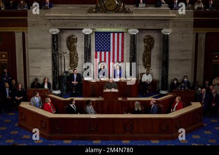 Washington, États-Unis. 21st décembre 2022. Le président ukrainien Volodymyr Zelenskyy prononce un discours en personne lors d’une session conjointe du Congrès des États-Unis sur la colline du Capitole, à 21 décembre 2022 à Washington, DC crédit : Présidence de l’Ukraine/Bureau de presse présidentiel ukrainien/Alamy Live News Banque D'Images