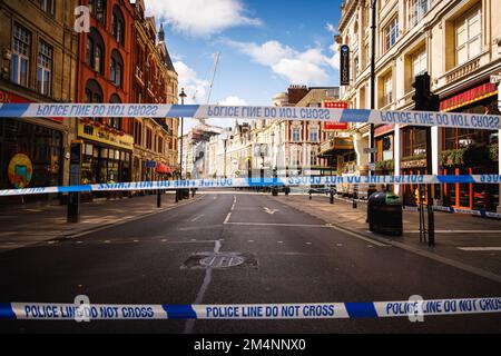 Une scène de crime près de Leicester Square. Banque D'Images