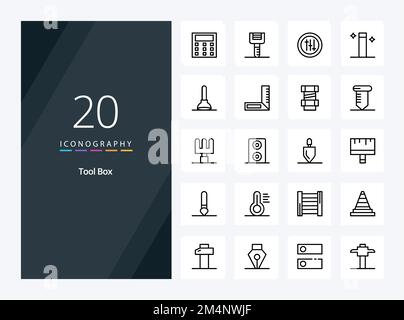 20 icône Aperçu des outils pour la présentation Illustration de Vecteur