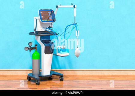 Ventilateur médical dans la pièce près du mur, rendu 3D Banque D'Images
