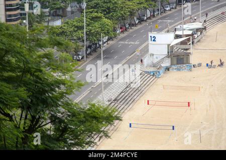 Plage de leblon vue depuis le point de vue de la falaise à Rio de Janeiro. Banque D'Images