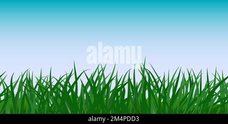 Bordure sans couture en herbe verte, fond ciel bleu clair Illustration de Vecteur