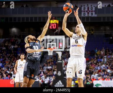 Madrid, Espagne. 22nd décembre 2022. 22th décembre 2022; Centre Wizink; Madrid; Espagne; Turkish Airlines EuroLeague Basketball; Real Madrid vs LDLC Asvel Villeurbanne;; Alberto Abalde (Madrid) 900/Cordone Press Credit: CORDONE PRESS/Alay Live News Banque D'Images