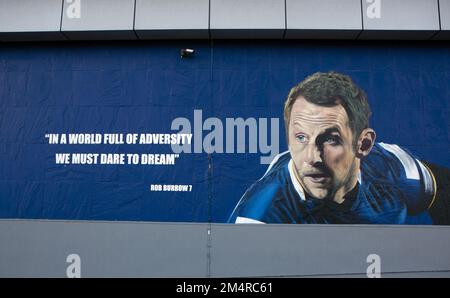 Une fresque peinte de l'ancien joueur de la Leeds Rhinos Rugby League Rob Burrow MBE sur un mur dans le centre-ville de Leeds dans le West Yorkshire. Sur 19 décembre 2019, Banque D'Images