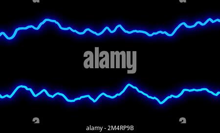 Arrière-plan noir. Design.deux lignes sinueuses bleues dans l'animation qui oscillent dans des directions différentes. 4K images de haute qualité Banque D'Images