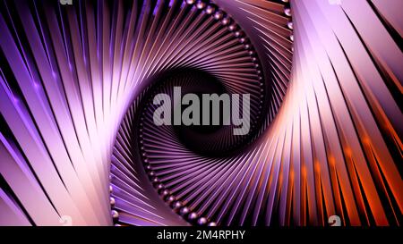 Tunnel violet. Design.Un tunnel se déplaçant lentement en profondeur dans l'abstraction est fait de fer pourpre. 4K images de haute qualité Banque D'Images