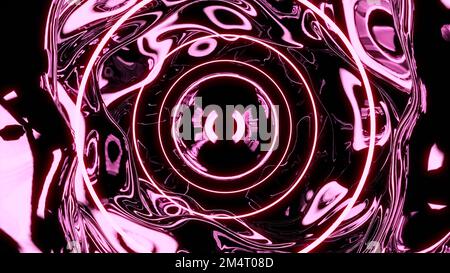 Tunnel avec lignes de liquide plasma et néon. Conception. Tunnel lumineux avec lignes de néon et plasma liquide. Tunnel au néon avec plasma liquide. Banque D'Images