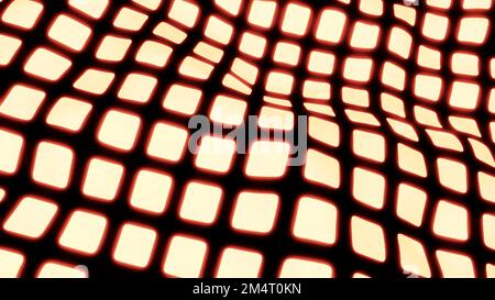 Petits carrés roses en 3D. Design.Un arrière-plan noir avec des carrés encerclés qui montent et tombent dans différentes directions dans l'animation. Haute qualité 4K Banque D'Images