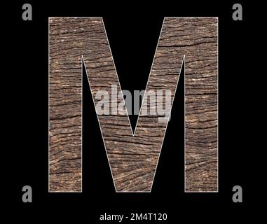 Lettre M majuscule de l'alphabet - texture rustique du cortex de l'arbre Banque D'Images