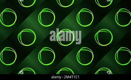 Arrière-plan vert. Motion.Light les petits cercles dans l'animation qui commencent à dessiner des répétitions à partir de leurs contours. 4K images de haute qualité Banque D'Images