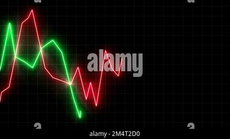 Graphiques vert violet et rouge . Motion . Graphiques multicolores sur un arrière-plan noir qui scintillent dans l'abstraction et se déplacent en changeant l'emplacement vers le haut et Banque D'Images