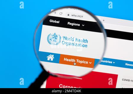 Ostersund, Suède - 2 novembre 2021 : site Web de l'Organisation mondiale de la santé.L'Organisation mondiale de la Santé (OMS est une institution spécialisée des Nations Unies r Banque D'Images