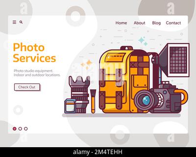 Modèle de page de renvoi Web des services photo Studio Illustration de Vecteur