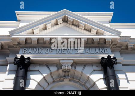 Détail de l'édifice de la Banque de Nouvelle-Zélande, Petone, Wellington, Île du Nord, Nouvelle-Zélande Banque D'Images