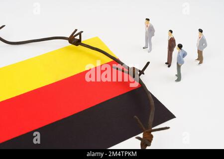 Concept de migration. Frontière fermée pour les migrants vers l'Allemagne. Banque D'Images