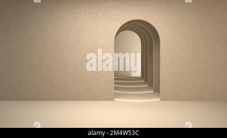 3D rendu surréaliste, scène de tunnel de l'arche abstraite pour l'affichage du produit. Banque D'Images