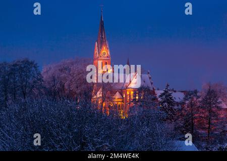 Gietrzwald en hiver, église, mère de Dieu, sanctuaire, Warmia, Pologne Banque D'Images