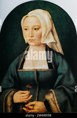 Joos Van Cleve aussi Joos Van Der Beke. Portrait de Margaretha Boghe. Joos Van Cleve était Un artiste-peintre actif de premier plan à Anvers. Peintre néerlandais et Banque D'Images