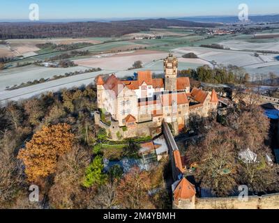 Vue aérienne, ville historique de Ronneburg, municipalité de Ronneburg, main-Kinzig-Kreis. Wetterau, Hesse, Allemagne Banque D'Images