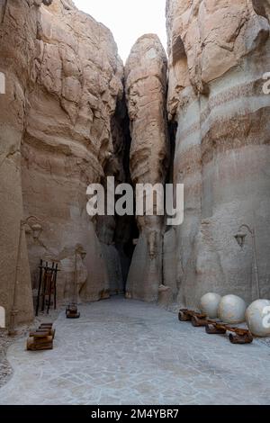 Entrée à la montagne Al Qarah, site de l'UNESCO Oasis Al Ahsa, Hofuf, Royaume d'Arabie Saoudite Banque D'Images