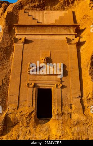 Tombe de roche, site de l'UNESCO Maidain Saleh ou Hegra, Al Ula, Royaume d'Arabie Saoudite Banque D'Images