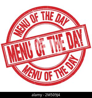 MENU DU JOUR texte écrit mot sur le timbre rond rouge Banque D'Images