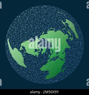 Illustration du réseau global. Projection Wiechel. Carte verte du monde poly avec arrière-plan réseau. Un monde connecté incroyable pour les infographies ou les prés Illustration de Vecteur