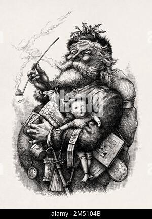 Illustration du Père Noël par Thomas Nast créée en 1881. Banque D'Images