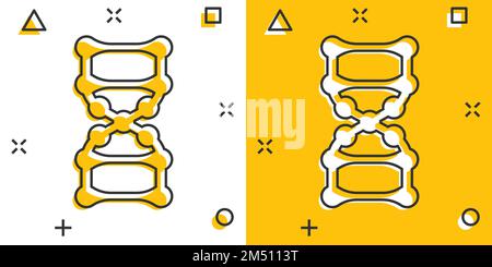 L'icône de la molécule d'ADN dans le style comique. Illustration vectorielle Atom sur fond blanc isolé. Concept commercial de signe d'effet de splash en spirale moléculaire. Illustration de Vecteur
