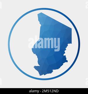 Icône Tchad. Carte polygonale du pays en anneau de gradient. Panneau rond bas en poly-Tchad. Illustration vectorielle. Illustration de Vecteur