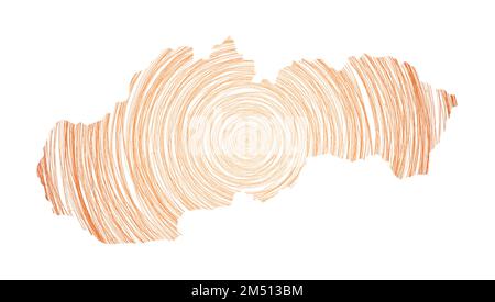 Carte de Slovaquie remplie de cercles concentriques. Dessinez des cercles de style en forme de pays. Illustration vectorielle. Illustration de Vecteur