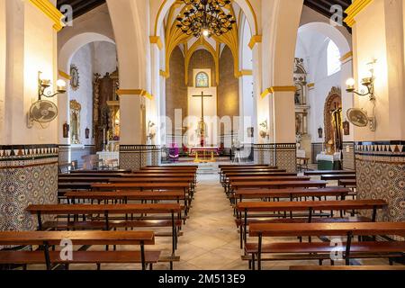 Huelva, Espagne-4 décembre 2022: À l'intérieur de la paroisse de San Bartolome, le bâtiment le plus important de la municipalité de Beas. Il est consacré sous Banque D'Images