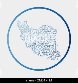 Icône Iran. Plan du réseau du pays. Signe rond Iran avec anneau dégradé. Technologie, internet, réseau, concept de télécommunication. Illustration de Vecteur