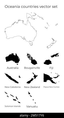 Carte Océanie avec les formes des régions. Carte vectorielle vierge du continent avec les pays. Frontières du continent pour votre infographie. Illustration de Vecteur