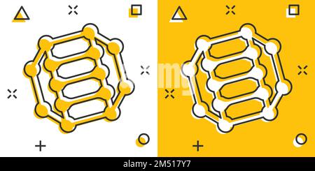 L'icône de la molécule d'ADN dans le style comique. Illustration vectorielle Atom sur fond blanc isolé. Concept commercial de signe d'effet de splash en spirale moléculaire. Illustration de Vecteur