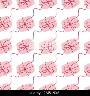 Boîtes-cadeaux ornées d'un noeud noué. Illustration vectorielle simple en forme de doodle, motif sans couture Illustration de Vecteur