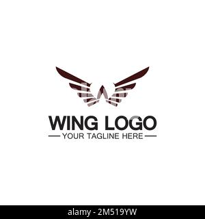 Lettre W pour logo des ailes, combinaison avec lettre et ailes Illustration de Vecteur