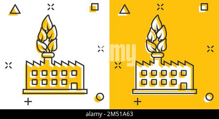 Icône écologique de l'usine en style comique. Illustration du vecteur de dessin animé d'une plante écologique sur fond blanc isolé. L'industrie de la nature a un effet de destruction sur les concessions commerciales Illustration de Vecteur