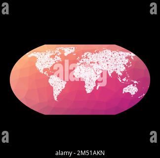 Carte du réseau mondial. Wagner VI projection. Globe filaire dans la projection Wagner 6 sur fond géométrique bas poly. Illustration vectorielle créative. Illustration de Vecteur