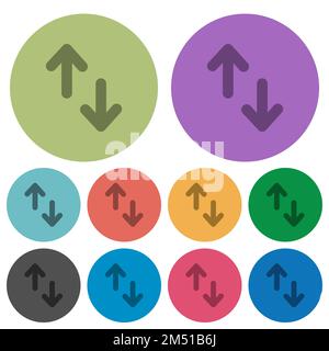 Transfert de données des icônes plates sombres et pleines sur fond rond couleur Illustration de Vecteur