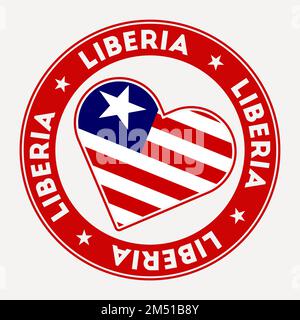 Insigne de drapeau du Liberia. Du Liberia avec logo d'amour. Prendre en charge le marquage du drapeau du pays. Illustration vectorielle. Illustration de Vecteur