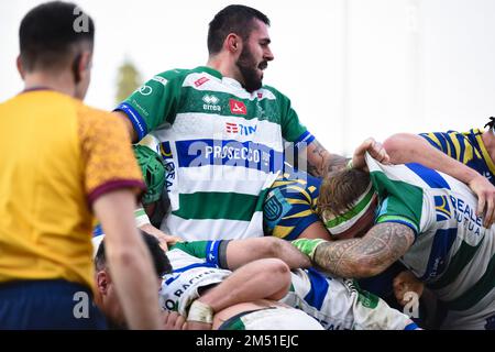 Trévise, Italie. 24th décembre 2022. Riccardo Favretto (Benetton Trévise) pendant le match de rugby entre Benetton Trévise et Zebre Parme valide pour le Championnat de rugby Uni joué au stade Monigo à Trévise le samedi 24 décembre 2022 (Credit image: © Alberto Gardin/ZUMA Press Wire) Banque D'Images